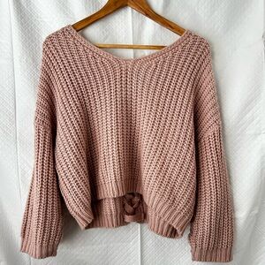Elegant Mauve V-Neck Sweater